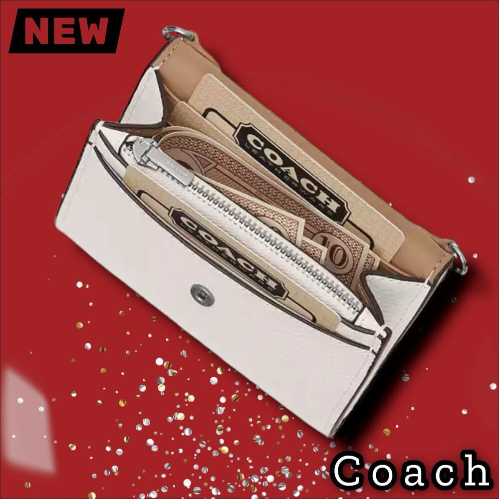 🔴NWT Coach Mini Envelope Wallet with Strap – Silver/Stone - Picture 4 of 7
